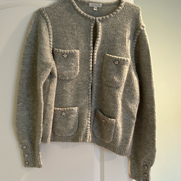 J crew lady jacket sweater with rhinestone buttons size L - Picture 7 of 7